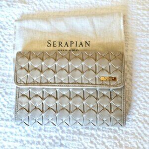 SERAPIAN Mosaico Trifold Beige Leather Wallet
